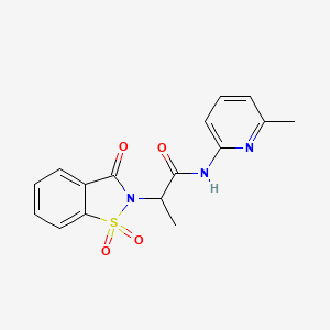 molecular formula C16H15N3O4S B2367697 2-(1,1-dioxido-3-oxobenzo[d]isothiazol-2(3H)-yl)-N-(6-methylpyridin-2-yl)propanamide CAS No. 899758-30-6