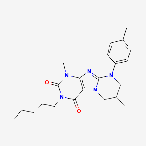 B2367701 1,7-dimethyl-9-(4-methylphenyl)-3-pentyl-7,8-dihydro-6H-purino[7,8-a]pyrimidine-2,4-dione CAS No. 844833-51-8