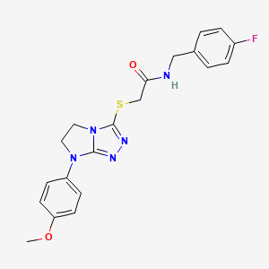 molecular formula C20H20FN5O2S B2367703 N-(4-fluorobenzyl)-2-((7-(4-methoxyphenyl)-6,7-dihydro-5H-imidazo[2,1-c][1,2,4]triazol-3-yl)thio)acetamide CAS No. 921789-30-2