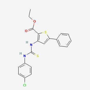 molecular formula C20H17ClN2O2S2 B2367708 Ethyl 3-(3-(4-chlorophenyl)thioureido)-5-phenylthiophene-2-carboxylate CAS No. 391866-80-1