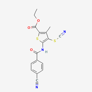 Ethyl 5-(4-cyanobenzamido)-3-methyl-4-thiocyanatothiophene-2-carboxylate