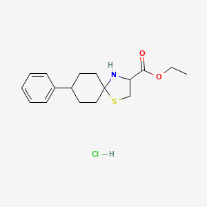 molecular formula C17H24ClNO2S B2367726 8-苯基-1-硫杂-4-氮杂螺[4.5]癸烷-3-羧酸乙酯盐酸盐 CAS No. 1046796-86-4