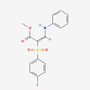 molecular formula C16H14FNO4S B2367751 methyl (2E)-3-anilino-2-[(4-fluorophenyl)sulfonyl]acrylate CAS No. 1327184-30-4