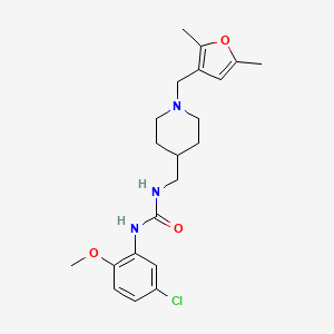 molecular formula C21H28ClN3O3 B2367756 1-(5-Chloro-2-methoxyphenyl)-3-((1-((2,5-dimethylfuran-3-yl)methyl)piperidin-4-yl)methyl)urea CAS No. 1323554-95-5