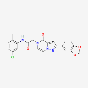 molecular formula C22H17ClN4O4 B2367777 2-[2-(1,3-benzodioxol-5-yl)-4-oxopyrazolo[1,5-a]pyrazin-5(4H)-yl]-N-(5-chloro-2-methylphenyl)acetamide CAS No. 1242855-43-1