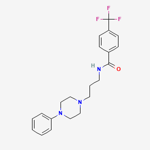 molecular formula C21H24F3N3O B2367779 N-[3-(4-phenylpiperazin-1-yl)propyl]-4-(trifluoromethyl)benzamide CAS No. 1049395-73-4