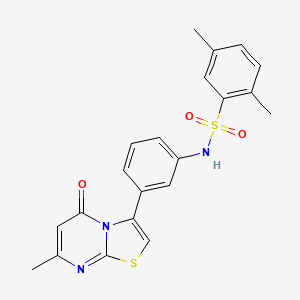molecular formula C21H19N3O3S2 B2367786 2,5-dimethyl-N-(3-(7-methyl-5-oxo-5H-thiazolo[3,2-a]pyrimidin-3-yl)phenyl)benzenesulfonamide CAS No. 1021116-73-3