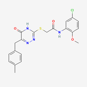 molecular formula C20H19ClN4O3S B2367795 N-(5-chloro-2-methoxyphenyl)-2-{[6-(4-methylbenzyl)-5-oxo-4,5-dihydro-1,2,4-triazin-3-yl]sulfanyl}acetamide CAS No. 898624-92-5