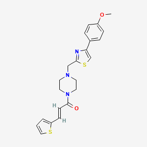 molecular formula C22H23N3O2S2 B2367808 (E)-1-(4-((4-(4-methoxyphenyl)thiazol-2-yl)methyl)piperazin-1-yl)-3-(thiophen-2-yl)prop-2-en-1-one CAS No. 1207061-90-2