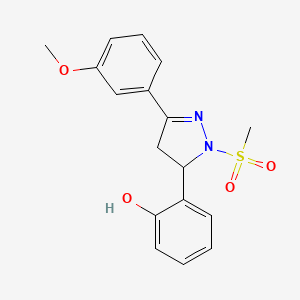 molecular formula C17H18N2O4S B2367809 2-(3-(3-methoxyphenyl)-1-(methylsulfonyl)-4,5-dihydro-1H-pyrazol-5-yl)phenol CAS No. 899351-42-9