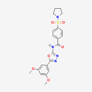 molecular formula C21H22N4O6S B2367821 N-(5-(3,5-dimethoxyphenyl)-1,3,4-oxadiazol-2-yl)-4-(pyrrolidin-1-ylsulfonyl)benzamide CAS No. 533870-55-2