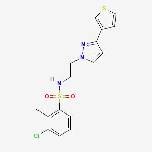 molecular formula C16H16ClN3O2S2 B2367824 3-chloro-2-methyl-N-(2-(3-(thiophen-3-yl)-1H-pyrazol-1-yl)ethyl)benzenesulfonamide CAS No. 2034283-39-9