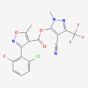 4-cyano-1-methyl-3-(trifluoromethyl)-1H-pyrazol-5-yl 3-(2-chloro-6-fluorophenyl)-5-methyl-4-isoxazolecarboxylate