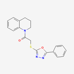 molecular formula C19H17N3O2S B2367833 1-(3,4-dihydroquinolin-1(2H)-yl)-2-((5-phenyl-1,3,4-oxadiazol-2-yl)thio)ethanone CAS No. 484694-56-6