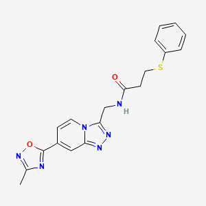 N-((7-(3-methyl-1,2,4-oxadiazol-5-yl)-[1,2,4]triazolo[4,3-a]pyridin-3-yl)methyl)-3-(phenylthio)propanamide