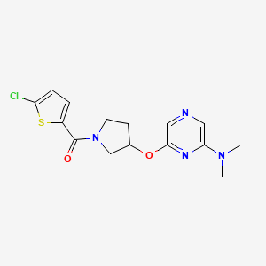 molecular formula C15H17ClN4O2S B2367843 (5-Chlorothiophen-2-yl)(3-((6-(dimethylamino)pyrazin-2-yl)oxy)pyrrolidin-1-yl)methanone CAS No. 2034318-06-2