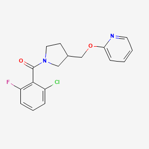 molecular formula C17H16ClFN2O2 B2367844 (2-Chloro-6-fluorophenyl)-[3-(pyridin-2-yloxymethyl)pyrrolidin-1-yl]methanone CAS No. 2415511-94-1