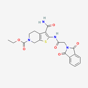 molecular formula C21H20N4O6S B2367846 ethyl 3-carbamoyl-2-(2-(1,3-dioxoisoindolin-2-yl)acetamido)-4,5-dihydrothieno[2,3-c]pyridine-6(7H)-carboxylate CAS No. 864925-80-4