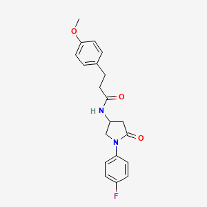 molecular formula C20H21FN2O3 B2367848 N-(1-(4-fluorophenyl)-5-oxopyrrolidin-3-yl)-3-(4-methoxyphenyl)propanamide CAS No. 905664-90-6