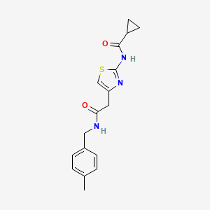 molecular formula C17H19N3O2S B2367870 N-(4-(2-((4-methylbenzyl)amino)-2-oxoethyl)thiazol-2-yl)cyclopropanecarboxamide CAS No. 923164-17-4