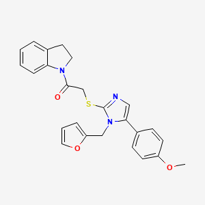 molecular formula C25H23N3O3S B2367883 1-(2,3-二氢吲哚-1-基)-2-[1-(呋喃-2-基甲基)-5-(4-甲氧苯基)咪唑-2-基]硫代乙酮 CAS No. 834888-01-6