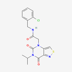 molecular formula C17H17ClN4O3S B2367888 N-(2-chlorobenzyl)-2-(6-isopropyl-5,7-dioxo-6,7-dihydroisothiazolo[4,3-d]pyrimidin-4(5H)-yl)acetamide CAS No. 1251620-13-9