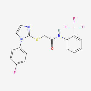 molecular formula C18H13F4N3OS B2367894 N-(2-(trifluorométhyl)phényl)-2-((1-(4-fluorophényl)-1H-imidazol-2-yl)thio)acétamide CAS No. 688336-67-6