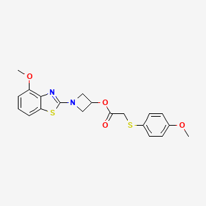 molecular formula C20H20N2O4S2 B2367899 1-(4-Methoxybenzo[d]thiazol-2-yl)azetidin-3-yl 2-((4-methoxyphenyl)thio)acetate CAS No. 1396765-52-8