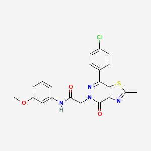 molecular formula C21H17ClN4O3S B2367911 2-(7-(4-chlorophenyl)-2-methyl-4-oxothiazolo[4,5-d]pyridazin-5(4H)-yl)-N-(3-methoxyphenyl)acetamide CAS No. 941942-76-3