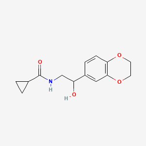 molecular formula C14H17NO4 B2367927 N-(2-(2,3-dihydrobenzo[b][1,4]dioxin-6-yl)-2-hydroxyethyl)cyclopropanecarboxamide CAS No. 1268058-77-0