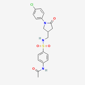 molecular formula C19H20ClN3O4S B2367928 N-(4-(N-((1-(4-chlorophenyl)-5-oxopyrrolidin-3-yl)methyl)sulfamoyl)phenyl)acetamide CAS No. 954608-34-5