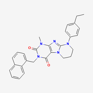 molecular formula C28H27N5O2 B2367933 9-(4-ethylphenyl)-1-methyl-3-(naphthalen-1-ylmethyl)-7,8-dihydro-6H-purino[7,8-a]pyrimidine-2,4-dione CAS No. 848280-28-4