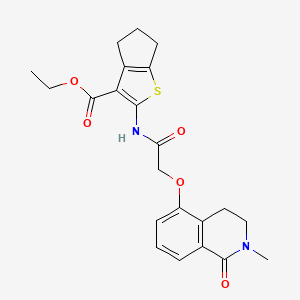 molecular formula C22H24N2O5S B2367938 ethyl 2-[[2-[(2-methyl-1-oxo-3,4-dihydroisoquinolin-5-yl)oxy]acetyl]amino]-5,6-dihydro-4H-cyclopenta[b]thiophene-3-carboxylate CAS No. 850904-83-5