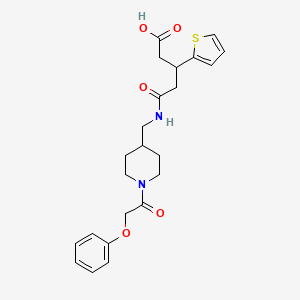 5-Oxo-5-(((1-(2-phenoxyacetyl)piperidin-4-yl)methyl)amino)-3-(thiophen-2-yl)pentanoic acid