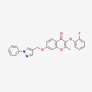 molecular formula C26H19FN2O4 B2367986 3-(2-fluorophenoxy)-2-methyl-7-[(1-phenyl-1H-pyrazol-4-yl)methoxy]-4H-chromen-4-one CAS No. 431884-54-7