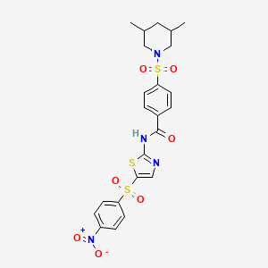 molecular formula C23H24N4O7S3 B2367988 4-((3,5-二甲基哌啶-1-基)磺酰基)-N-(5-((4-硝基苯基)磺酰基)噻唑-2-基)苯甲酰胺 CAS No. 392323-71-6
