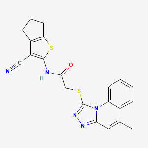 N-(3-cyano-5,6-dihydro-4H-cyclopenta[b]thiophen-2-yl)-2-((5-methyl-[1,2,4]triazolo[4,3-a]quinolin-1-yl)thio)acetamide