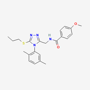 molecular formula C22H26N4O2S B2367997 N-((4-(2,5-dimethylphenyl)-5-(propylthio)-4H-1,2,4-triazol-3-yl)methyl)-4-methoxybenzamide CAS No. 476432-91-4
