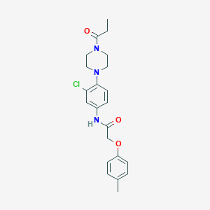 molecular formula C22H26ClN3O3 B236800 N-[3-chloro-4-(4-propanoylpiperazin-1-yl)phenyl]-2-(4-methylphenoxy)acetamide 