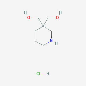 molecular formula C7H16ClNO2 B2368002 [3-(羟甲基)哌啶-3-基]甲醇；盐酸盐 CAS No. 2416234-50-7