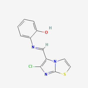 molecular formula C12H8ClN3OS B2368007 2-{[(6-Chloroimidazo[2,1-b][1,3]thiazol-5-yl)methylene]amino}benzenol CAS No. 241132-39-8