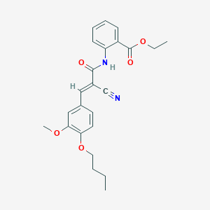molecular formula C24H26N2O5 B2368013 ethyl 2-[(2E)-3-(4-butoxy-3-methoxyphenyl)-2-cyanoprop-2-enoylamino]benzoate CAS No. 380552-20-5