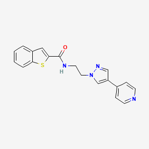 molecular formula C19H16N4OS B2368021 N-{2-[4-(pyridin-4-yl)-1H-pyrazol-1-yl]ethyl}-1-benzothiophene-2-carboxamide CAS No. 2034506-90-4