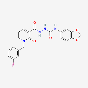 molecular formula C21H17FN4O5 B2368026 N-(苯并[d][1,3]二氧杂环-5-基)-2-(1-(3-氟苄基)-2-氧代-1,2-二氢吡啶-3-羰基)肼基甲酰胺 CAS No. 1105206-34-5