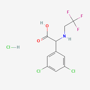 molecular formula C10H9Cl3F3NO2 B2368041 2-(3,5-Dichlorophenyl)-2-[(2,2,2-trifluoroethyl)amino]acetic acid hydrochloride CAS No. 1423026-08-7