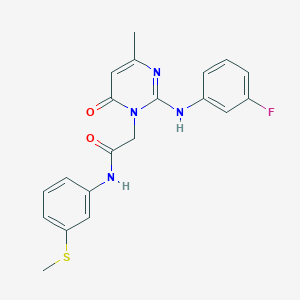 molecular formula C20H19FN4O2S B2368045 2-(2-((3-fluorophenyl)amino)-4-methyl-6-oxopyrimidin-1(6H)-yl)-N-(3-(methylthio)phenyl)acetamide CAS No. 1421493-83-5