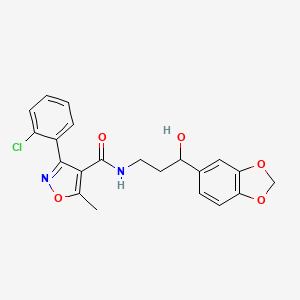 molecular formula C21H19ClN2O5 B2368046 N-(3-(benzo[d][1,3]dioxol-5-yl)-3-hydroxypropyl)-3-(2-chlorophenyl)-5-methylisoxazole-4-carboxamide CAS No. 1421442-99-0