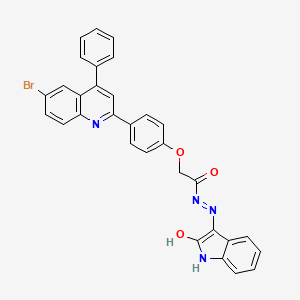 (E)-2-(4-(6-bromo-4-phenylquinolin-2-yl)phenoxy)-N'-(2-oxoindolin-3-ylidene)acetohydrazide
