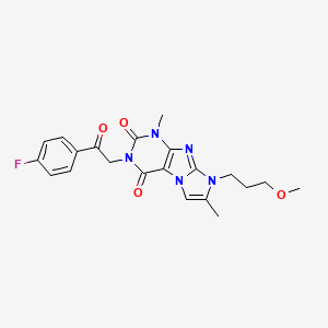 molecular formula C21H22FN5O4 B2368061 2-[2-(4-氟苯基)-2-氧代乙基]-6-(3-甲氧基丙基)-4,7-二甲基嘌呤[7,8-a]咪唑-1,3-二酮 CAS No. 878414-53-0