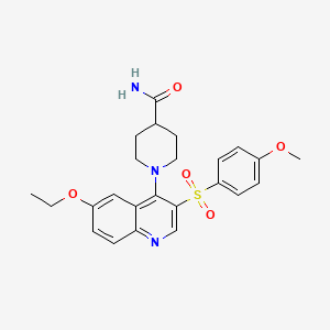 1-[6-Ethoxy-3-(4-methoxybenzenesulfonyl)quinolin-4-yl]piperidine-4-carboxamide